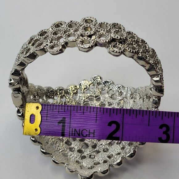 Dazzling Silver Cuff Bracelet Bangle - Picture 10 of 16